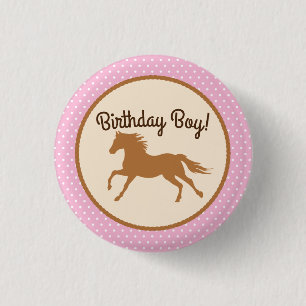 Cowgirl Horse Pony Cute 1st Birthday Party Theme Button