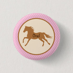 Cowgirl Horse Pony Cute 1st Birthday Party Theme Button