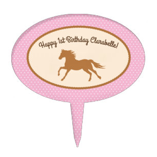Cowgirl Horse Pony Cute 1st Birthday Party Theme Cake Topper