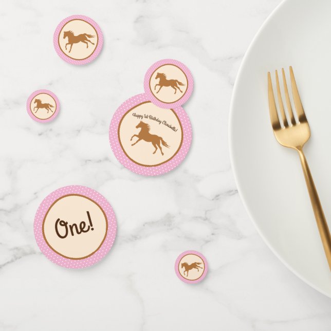 Cowgirl Horse Pony Cute 1st Birthday Party Theme Confetti (Group)