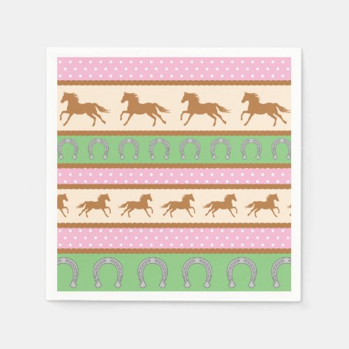 Cowgirl Horse Pony Cute 1st Birthday Party Theme Napkins