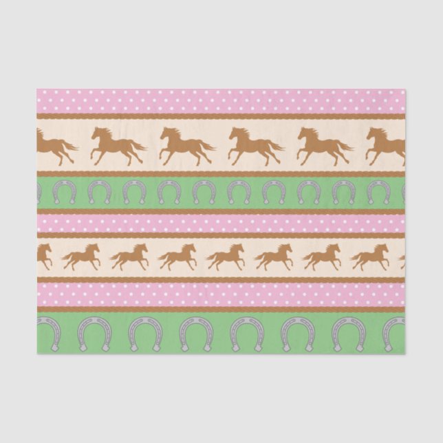 Cowgirl Horse Pony Cute 1st Birthday Party Theme Tissue Paper (Front)