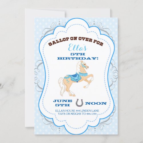 Cowgirl Horsey Birthday Party Invitations