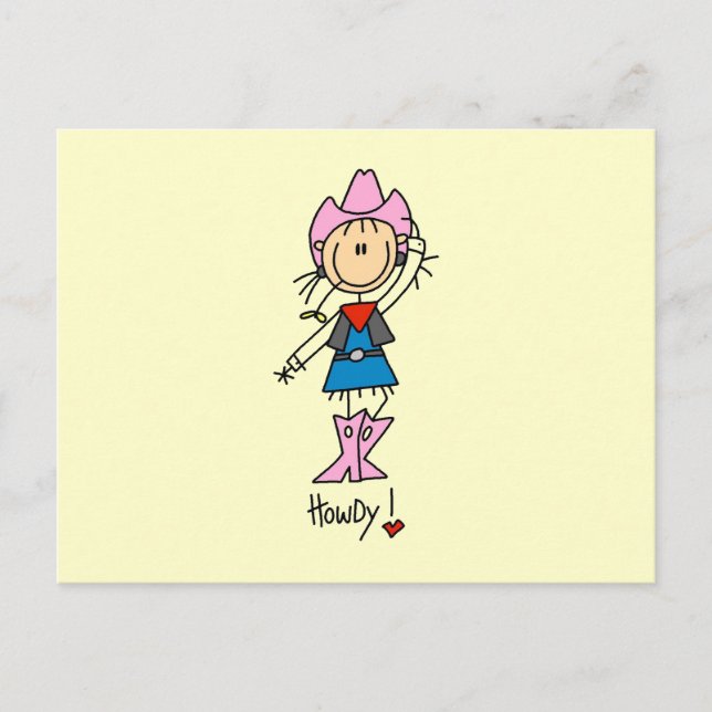Cowgirl in Pink T-shirts and Gifts Postcard (Front)