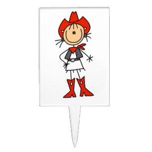 Cowgirl in Red T-shirts and Gifts Cake Topper