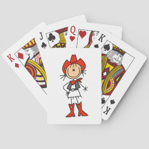 Cowgirl in Red T-shirts and Gifts Poker Cards