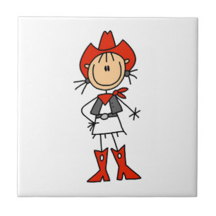 Cowgirl in Red T-shirts and Gifts Tile