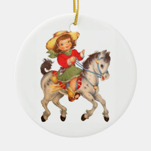 Cowgirl Kid Ceramic Ornament