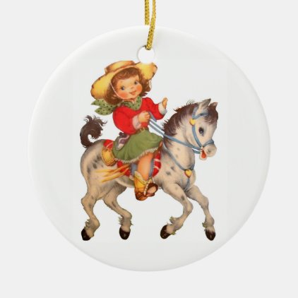 Cowgirl Kid Ceramic Ornament