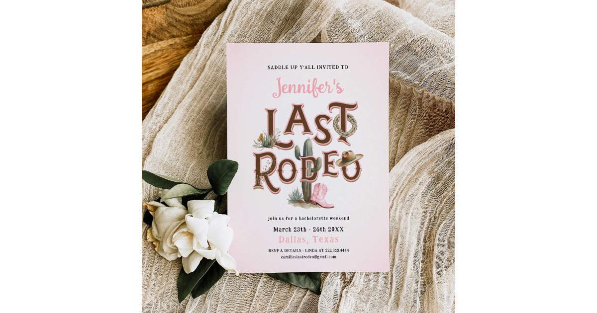 Cowgirl Last Rodeo Bachelorette Invitation Zazzle 6369