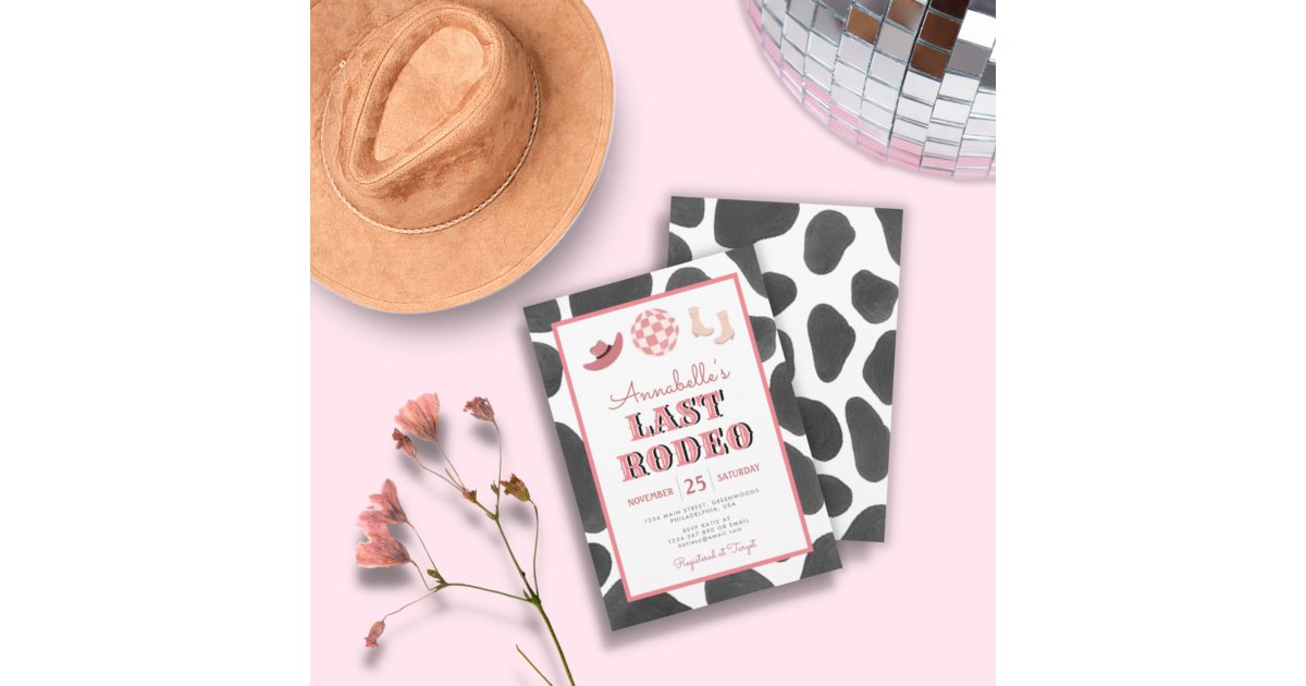 Cowgirl Last Rodeo Disco Bachelorette Party Invitation | Zazzle