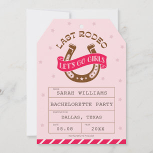 Cowgirl Last Rodeo Luggage Tag Boarding Pass Save The Date