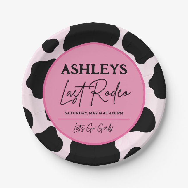 Cowgirl Last Rodeo Personalized Party Plates (Front)