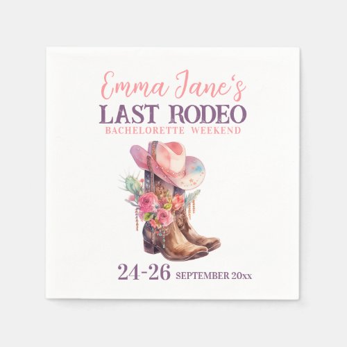 Cowgirl Last Rodeo Pink Bachelorette Napkins