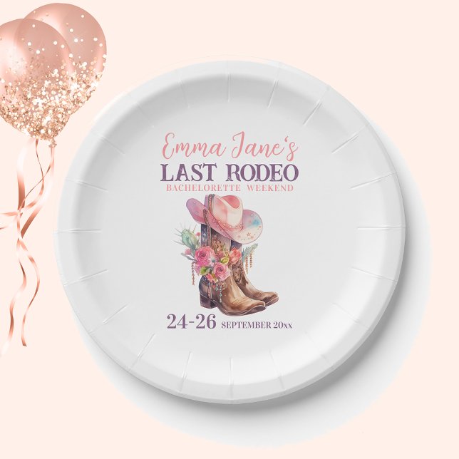Cowgirl Last Rodeo Pink Bachelorette Paper Plates (Creator Uploaded)