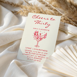 Cowgirl Martini Cheers to Thirty 30th Birthday Invitation