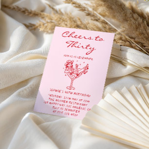 Cowgirl Martini Cheers to Thirty 30th Birthday Invitation