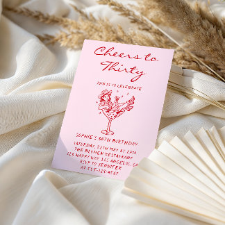 Cowgirl Martini Cheers to Thirty 30th Birthday Invitation