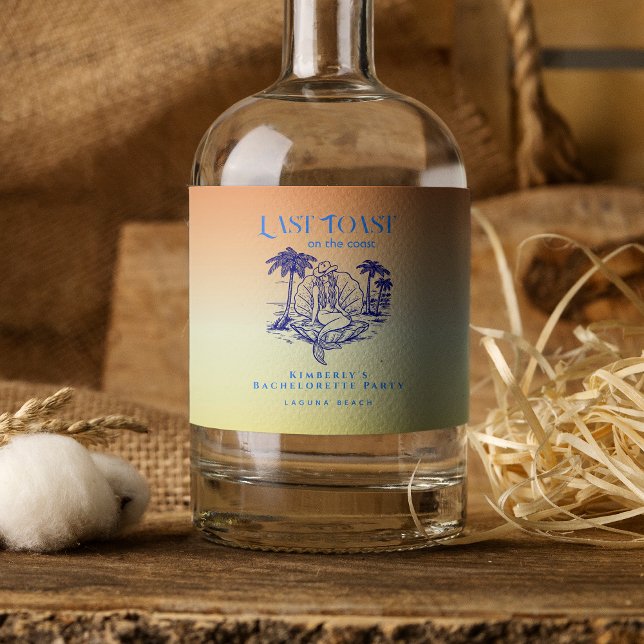 Cowgirl Mermaid Sunset Bachelorette Party Sparkling Wine Label (Creator Uploaded)