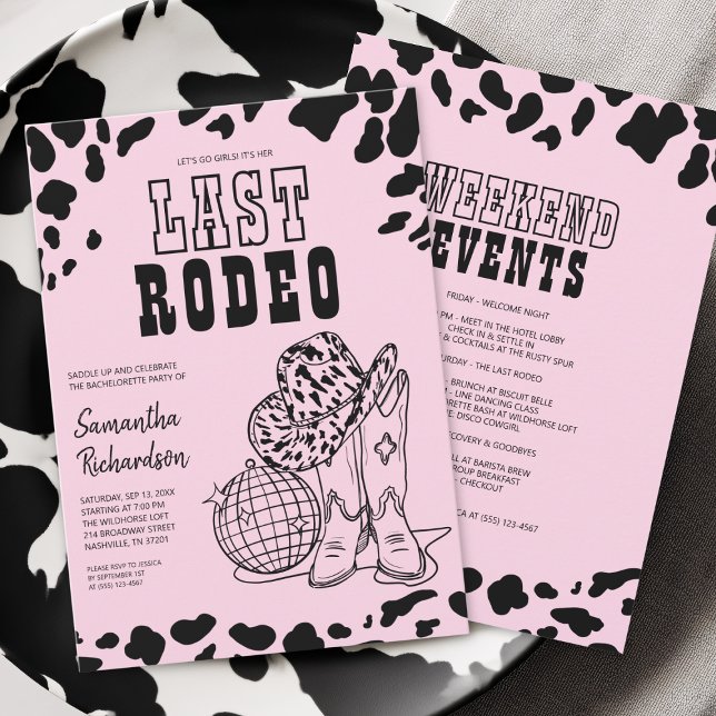 Cowgirl Nashville Pink Bachelorette Party Weekend Invitation (Cowgirl Nashville Pink Bachelorette Party Weekend Invitation)