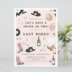 Cowgirl Nashville Pink Last Rodeo | Bachelorette Invitation | Zazzle