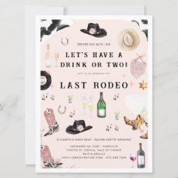 Cowgirl Nashville Pink Last Rodeo | Bachelorette Invitation | Zazzle