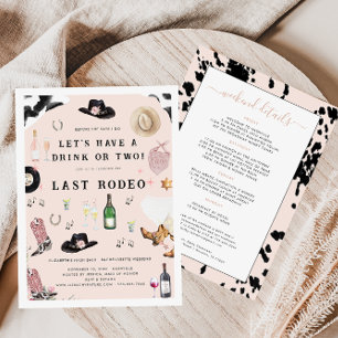 Cowgirl Nashville Pink Last Rodeo   Bachelorette Invitation