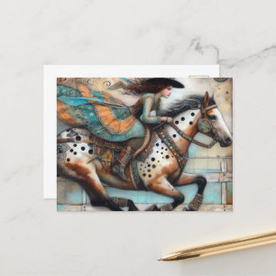 Cowgirl on an Appaloosa Horse Postcard