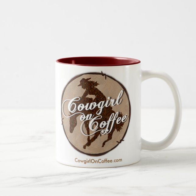 "Cowgirl On Coffee" White and Red MUG (Right)