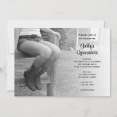 Cowgirl on Fence Barn Party Quinceañera Invitation (Front)