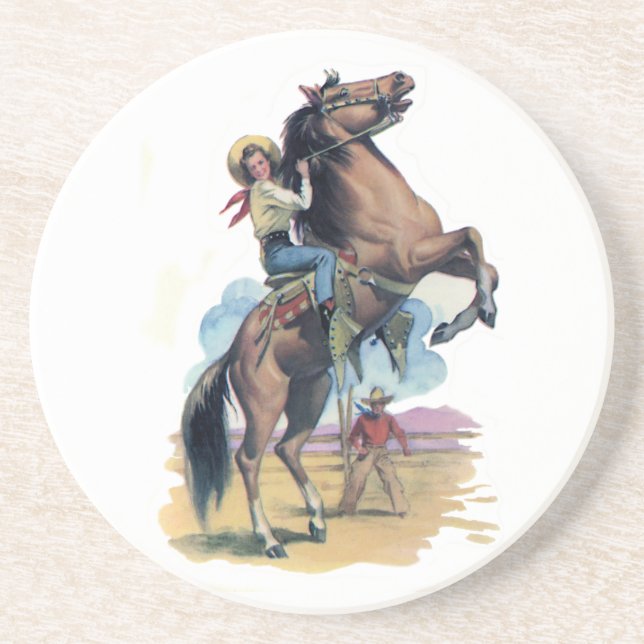 Cowgirl on Horse Drink Coaster (Front)
