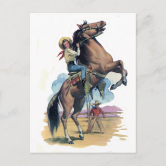 Cowgirl on Horse Postcard