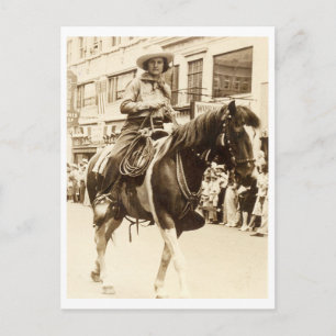 Cowgirl on Horse Vintage 1930s Postcard