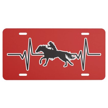 Cowgirl on Horseback - Heartbeat Pulse Graphic License Plate
