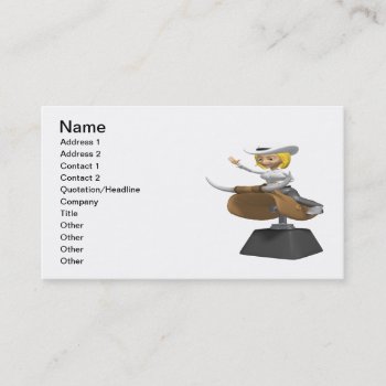 Cowgirl On Mechanical Bull Business Card by HowTheWestWasWon at Zazzle