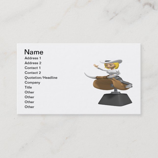Cowgirl On Mechanical Bull Business Card (Front)