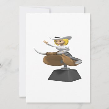 Cowgirl On Mechanical Bull Invitation by HowTheWestWasWon at Zazzle