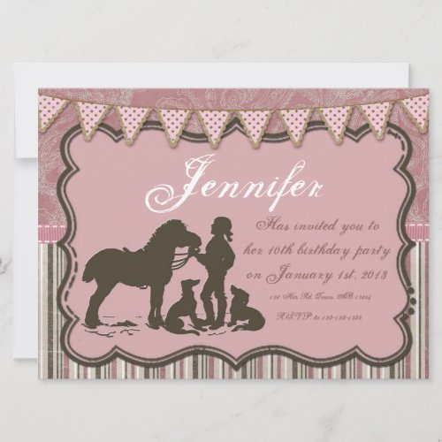 Cowgirl on Pink Custom Invitation