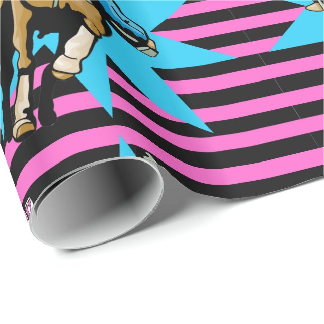 Cowgirl On Running Horse Happy Birthday Wrapping Paper (Roll Corner)