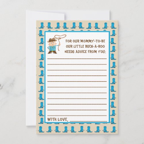 Cowgirl or Cowboy Gender Reveal Advice Card