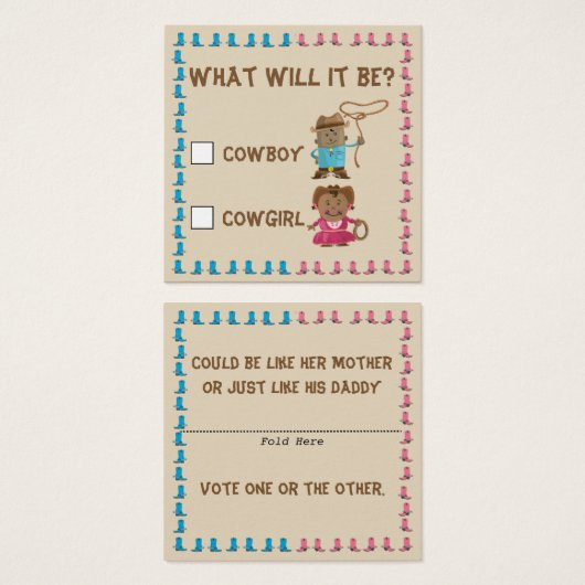Cowgirl or Cowboy Gender Reveal Ballot (Front & Back)