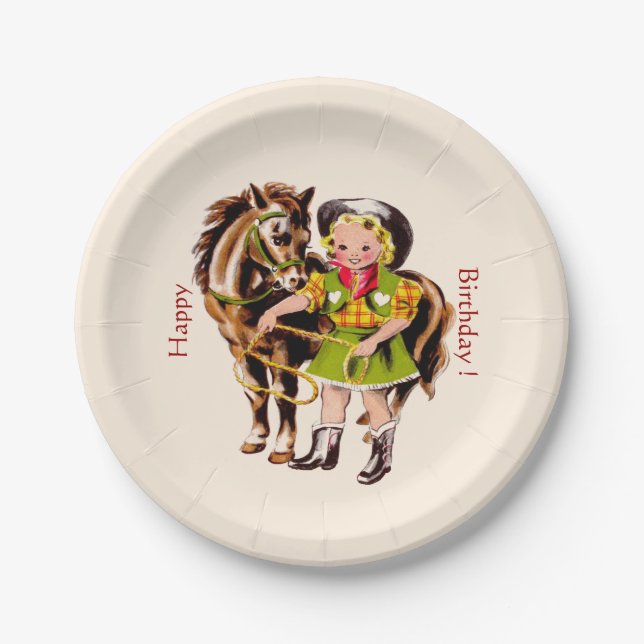 Cowgirl Party Paper Plates (Front)