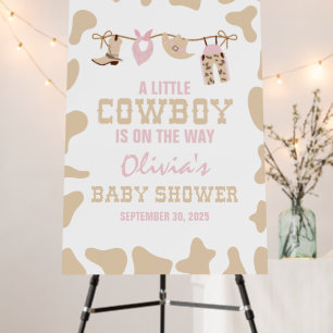 Cowgirl Pastel Pink baby shower Welcome Foam Board