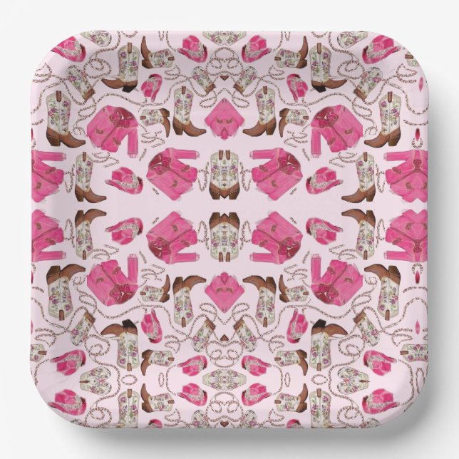 cowgirl pattern style paper plates (Front)