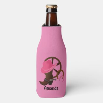 Cowgirl Personalized Bottle Cooler by windyone at Zazzle