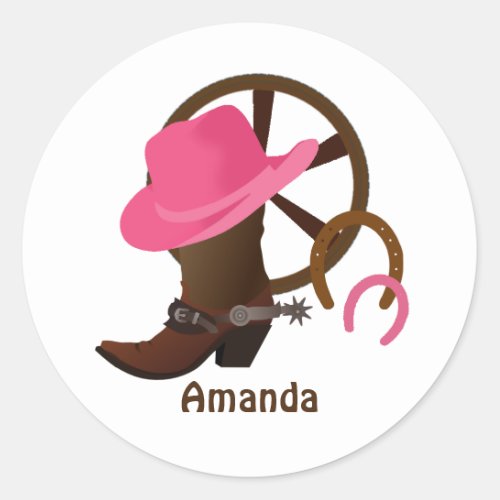 Cowgirl Personalized Classic Round Sticker