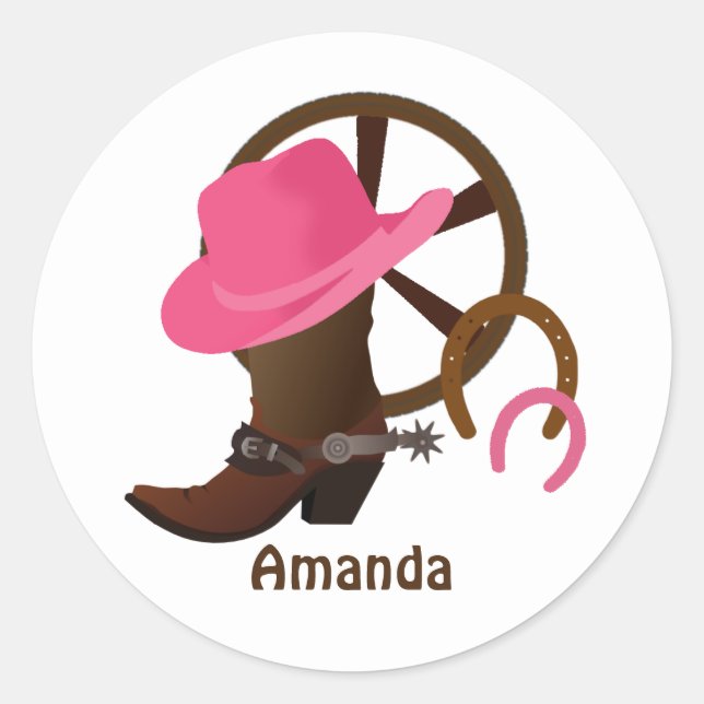 Cowgirl Personalized Classic Round Sticker (Front)
