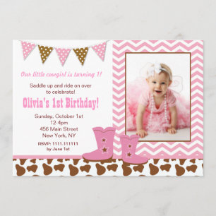Cowgirl Photo Birthday Invitations