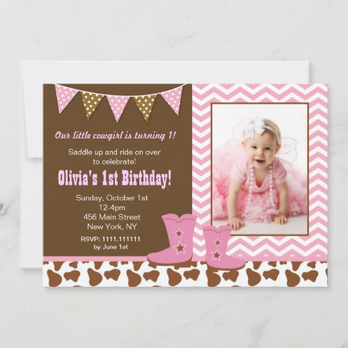 Cowgirl Photo Birthday Invitations