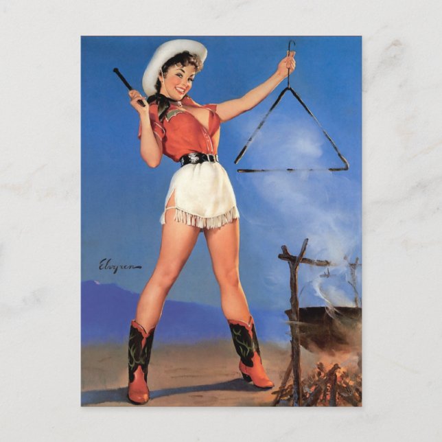 Cowgirl Pin-Up 1 Postcard (Front)
